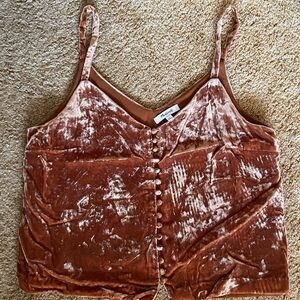 Madewell Velvet Button-Front Cami in Rust